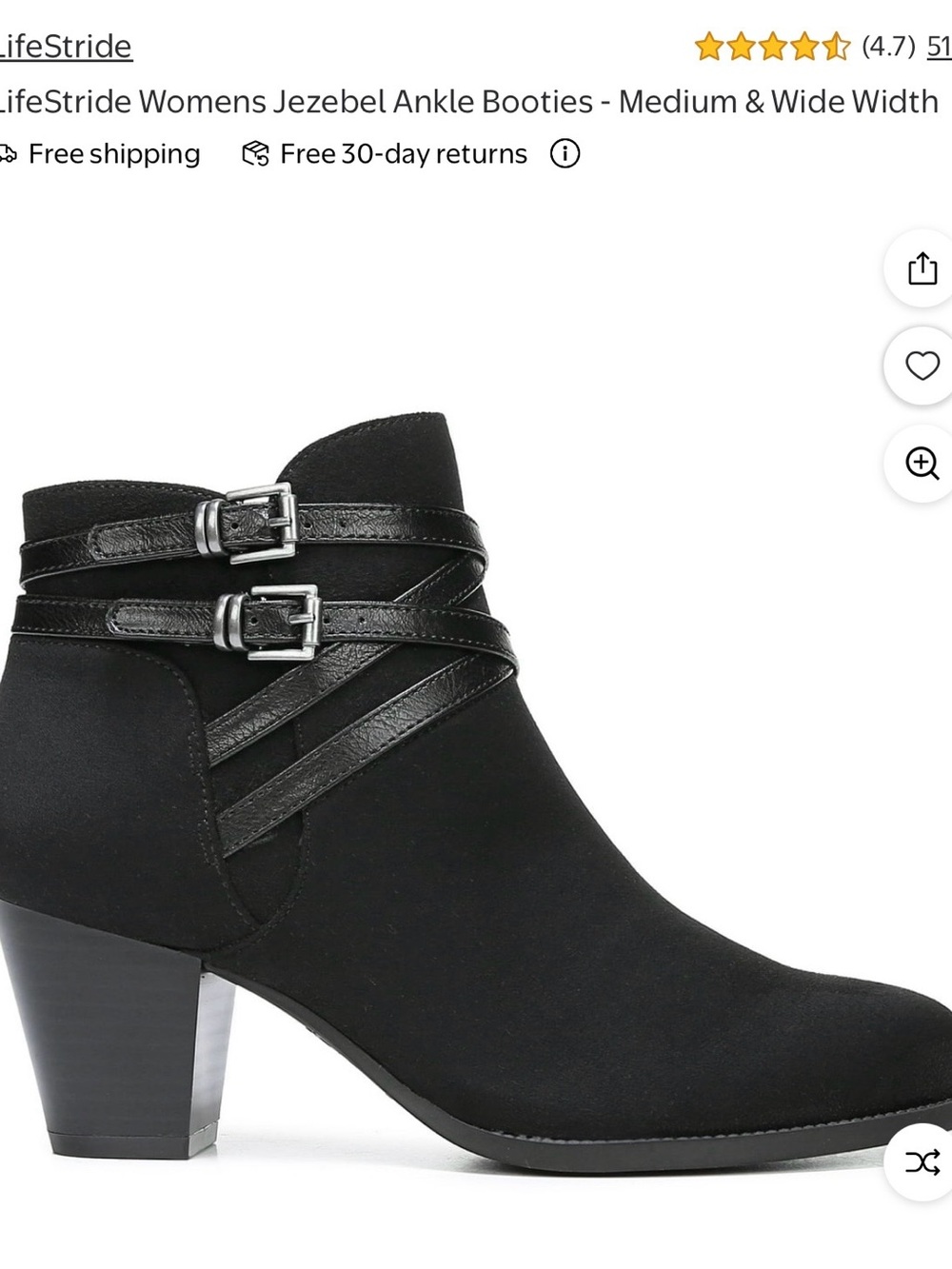 LifeStride Black Jezebel Strappy Ankle Booties WORN ONCE *Comfort Memory Foam - Picture 2 of 14